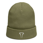 100% Organic Cotton Ribbed Embroidered Beanie